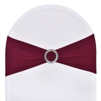 Sweeteasy 10Pcs Stretch Spandex Chair Bows For Christmas Wedding Party Banquet Decoration Elastic Bulk Chair Sashes With Buckle Engagement Event Birthday Graduation Meeting(Burgundy Maroon)