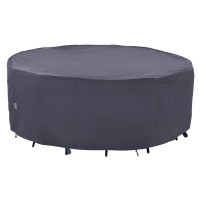 F&J Outdoors Outdoor Patio Furniture Covers, Waterproof Uv Resistant Anti-Fading Cover For Medium Round Table Chairs Set, Grey, 72 Inch Diameter