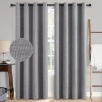 Miulee Linen Texture Curtains For Bedroom Solid 100 Blackout Thermal Insulated Grey Curtains Grommet Room Darkening Curtainsdr