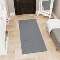 Ottomanson Solid Design Non-Slip Rubberback 2X3 Indoor/Outdoor Area Rug For Entryway  Living Room  Bedroom  Kitchen  Bathroom  Patio  2' X 3'  Gray