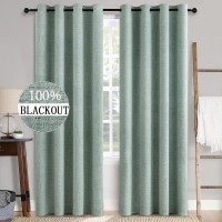 Miulee Linen Texture Curtains For Bedroom Solid 100 Blackout Thermal Insulated Seafoam Green Curtains Grommet Room Darkening Cu