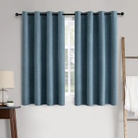 Miulee Linen Texture Curtains For Bedroom Solid 100 Blackout Thermal Insulated Dusty Blue Curtains Grommet Room Darkening Curta