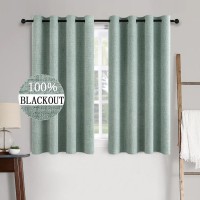 Miulee Linen Texture Curtains For Bedroom Solid 100 Blackout Thermal Insulated Seafoam Green Curtains Grommet Room Darkening Cu