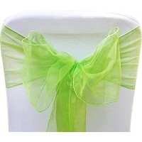 Sarvam Fashion Set Of 10 Chair Bows Sashes Tie Back Decorative Item Cover Ups For Wedding Reception Events Banquets Chairs Decoration (10, Lime Green)