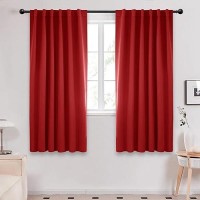 Deconovo Back Tab And Rod Pocket Blackout Curtains  Thermal Insulated Room Darkening Curtains For Bedroom  52X63 Inch  True Red  2 Panels