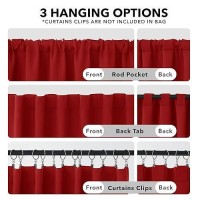 Deconovo Back Tab And Rod Pocket Blackout Curtains  Thermal Insulated Room Darkening Curtains For Bedroom  52X63 Inch  True Red  2 Panels