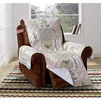 Brilliant Sunshine Gray Angel And Pink Floral Patchwork, Reversible Large Recliner Protector For Seat Width Up To 28