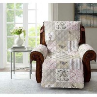 Brilliant Sunshine Gray Angel And Pink Floral Patchwork, Reversible Large Recliner Protector For Seat Width Up To 28