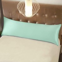 Ntbay Zippered Satin Body Pillow Pillowcase Silky Slip Cooling Body Pillow Cover Long Side Hidden Zipper 20X54 Inches Cyan