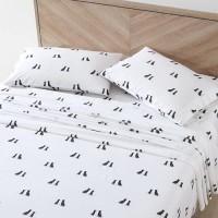 Eddie Bauer Home Sheets Cotton Percale Bedding Set Crisp Cool Stylish Home Decor 4Pcs King Labrador Fields Whitegrey