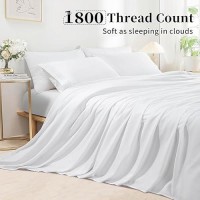 Shilucheng Sheet Set - Breathable & Cooling Bed Sheets - Soft 1800 Thread Count Microfiber Hotel Sheets - Comfy Bedding 16 Inch Deep Pockets & Easy Fit - 4 Piece(California King  White)