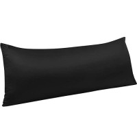 Ntbay Zippered Satin Body Pillow Pillowcase Silky Slip Cooling Body Pillow Cover Long Side Hidden Zipper 20X54 Inches Black