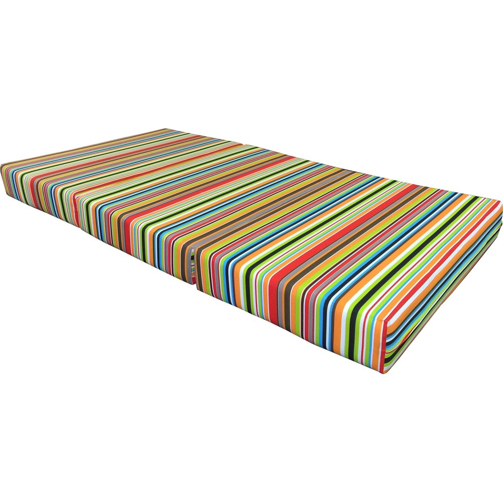 D&D Futon Furniture Multi Color Stripes Shikibuton Trifold Bed, High Density Foam, Folding Ottoman Mattress, Twin Size