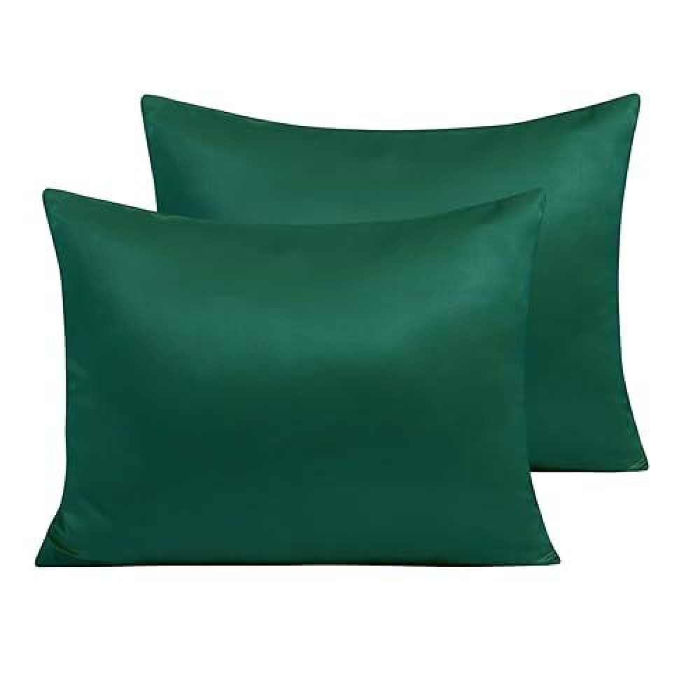 Ntbay Zippered Satin Pillow Cases For Hair And Skin Luxury Standard Hidden Zipper Pillowcases Set Of 2 20X26 Inches Dark Gree