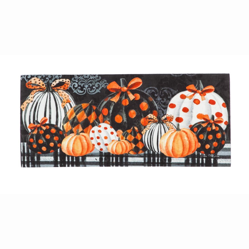 Evergreen Sassafras Elegant Patterned Pumpkins Interchangeable Entrance Doormat Indoor And Outdoor 22Inches X 10Inches N