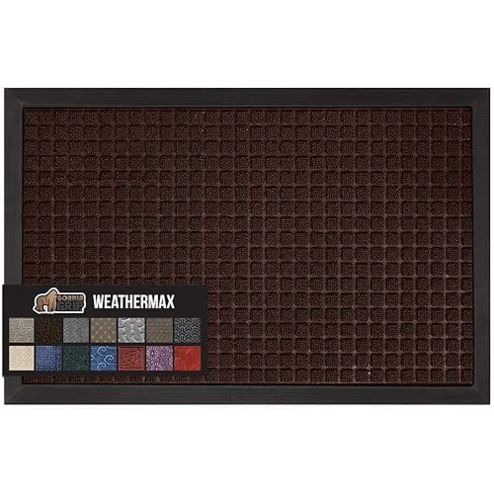 Gorilla Grip 100 Waterproof Allseason Weathermax Doormat 47X35 Durable Natural Rubber Stain And Fade Resistant Low Profile