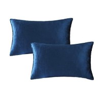 Gigizaza Blue Velvet Decorative Throw Pillow Covers For Sofa Bed 2 Pack Soft Cushion Cover Royal Blue 12 X 20 Set Of 2