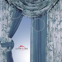 Sapphire Home Floral Sheer Curtains - 4 Panels Set With Valance  84