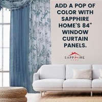 Sapphire Home Floral Sheer Curtains - 4 Panels Set With Valance  84