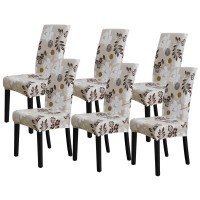 Forcheer 6 Pack Dining Chair Cover Printed Stretchable Dining Room Chair Covers For Kitchen,Hotel,Restaurant,Ceremony Universal Size(6Pcs,Flower)