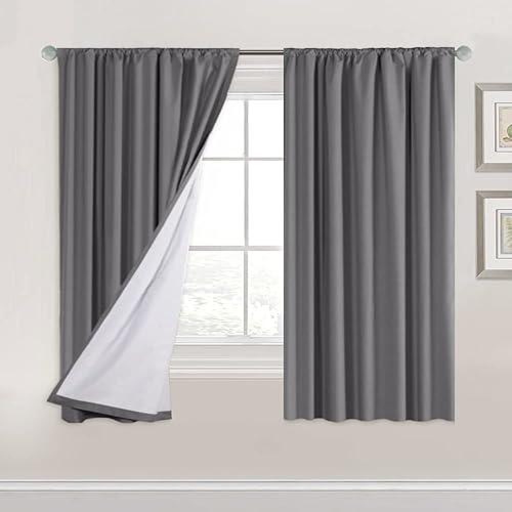 Hversailtex Blackout Curtains 63 Inch Length 2 Panels Set Room Darkening Rod Pocket Curtains For Bedroom Thermal Insulated Ligh