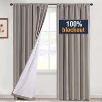 Hversailtex Taupe Blackout Curtains For Bedroom 84 Inches Long Full Room Darkening Curtains For Living Room Thermal Insulated R