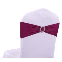 Mds Pack Of 10 Spandex Chair Sashes Bow Sash Elastic Chair Bands Ties With Buckle For Wedding And Events Decoration Spandex Slider Sashes Bow - Eggplant