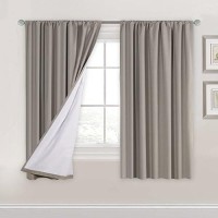 Hversailtex 100 Black Out Curtains 63 Inch Long 2 Panels Set Noise Canceling Drapes For Bedroom Heat Blocking Rod Pocket Curta