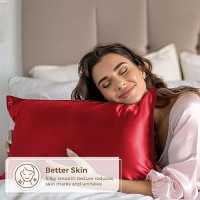 Pure Bedding Satin Pillowcase 2 Pack King Size 20X40 Burgundy Silky Pillow Cases For Hair And Skin Satin Pillow Cov