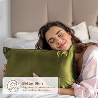 Pure Bedding Satin Pillowcase 2 Pack King Size 20X40 Sage Silky Pillow Cases For Hair And Skin Satin Pillow Covers