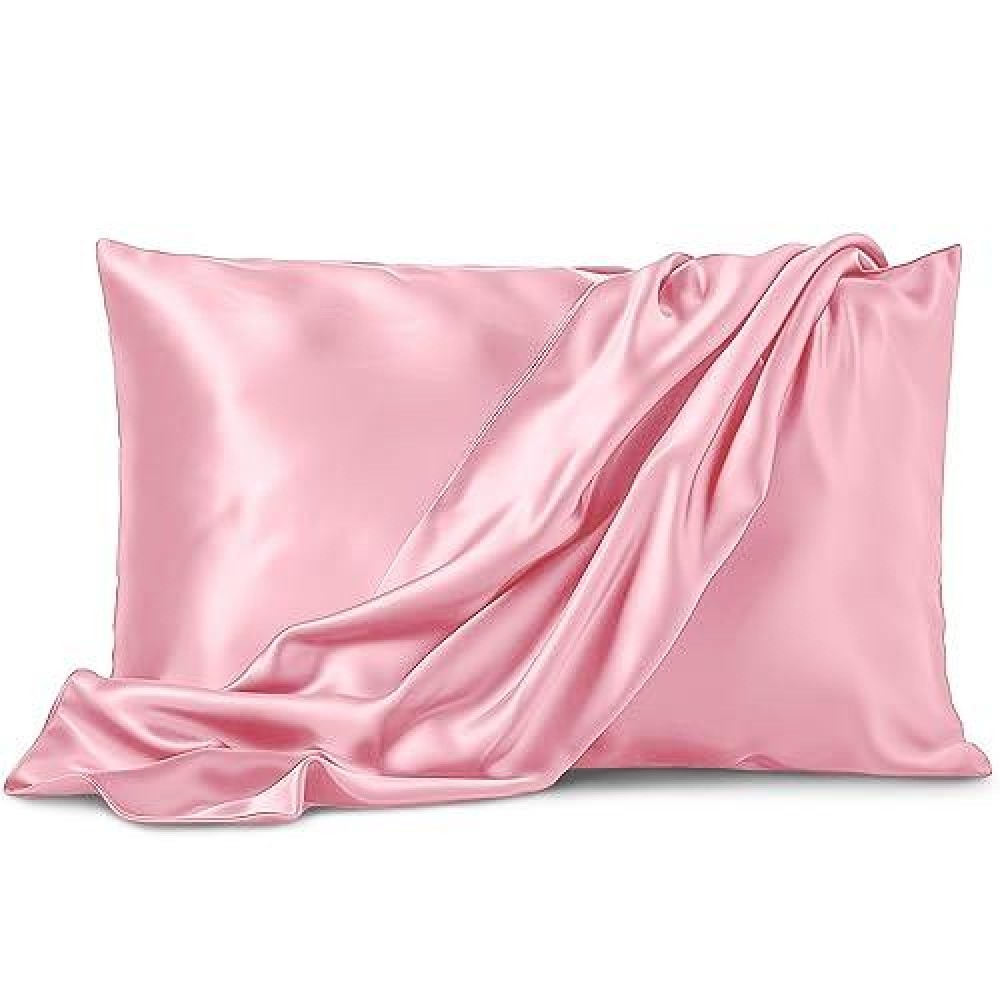 Pure Bedding Satin Pillowcase 2 Pack King Size 20X40 Pink Silky Pillow Cases For Hair And Skin Satin Pillow Covers