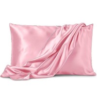 Pure Bedding Satin Pillowcase 2 Pack King Size 20X40 Pink Silky Pillow Cases For Hair And Skin Satin Pillow Covers