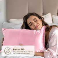 Pure Bedding Satin Pillowcase 2 Pack King Size 20X40 Pink Silky Pillow Cases For Hair And Skin Satin Pillow Covers