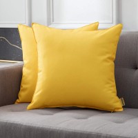 Miulee Pack Of 2 Decorative Outdoor Waterproof Pillow Covers Square Garden Cushion Sham Throw Pillowcase Shell For Patio Tent Couch 18X18 Inch Yellow