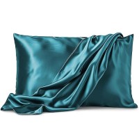 Pure Bedding Satin Pillowcase 2 Pack King Size 20X40 Teal Silky Pillow Cases For Hair And Skin Satin Pillow Covers