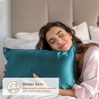 Pure Bedding Satin Pillowcase 2 Pack King Size 20X40 Teal Silky Pillow Cases For Hair And Skin Satin Pillow Covers