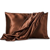 Pure Bedding Satin Pillowcase 2 Pack Queen Size 20X30 Brown Silky Pillow Cases For Hair And Skin Satin Pillow Cover