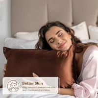 Pure Bedding Satin Pillowcase 2 Pack Queen Size 20X30 Brown Silky Pillow Cases For Hair And Skin Satin Pillow Cover