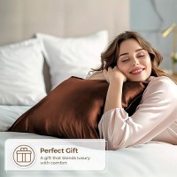 Pure Bedding Satin Pillowcase 2 Pack Queen Size 20X30 Brown Silky Pillow Cases For Hair And Skin Satin Pillow Cover