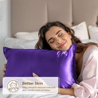 Satin Pillowcase 2 Pack King Size 20X40 Purple Silky Pillow Cases For Hair And Skin Satin Pillow Covers With Envelo