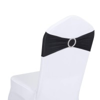 Obstal 50 Pcs Spandex Stretch Chair Sashes Bows For Wedding Reception- Universal Elastic Chair Cover Bands With Buckle Slider For Banquet, Party, Hotel Event Decorations Black Sashes