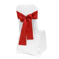 Obstal 50 Pcs Satin Chair Sashes Bows For Wedding Reception- Universal Chair Cover Back Tie Supplies For Banquet, Party, Hotel Event Decorations