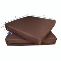 Qqbed 2 Pack Outdoor Patio Chair Water-Resistant Cushion Pillow Seat Covers In Cocoa Brown Color 18