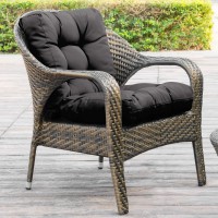 Qilloway Outdoor Seat/Back Chair Cushion Tufted Pillow, Spring/Summer Seasonal All Weather Replacement Cushions. (Dark Grey)