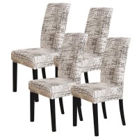 Forcheer Dining Room Chair Covers For Dining Room Set Of 4,Stretch Dining Chair Cover For Dining Room Kitchen Washable Removable(4Pack,Printed Geometric Pattern)