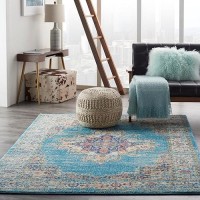 Nourison Passion Light Blue 39 X 59 Area Rug Boho Traditional Easy Cleaning Non Shedding Bed Room Living Room Hallw