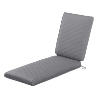 Classic Accessories Montlake Fadesafe Water-Resistant 72 X 21 X 3 Inch Outdoor Quilted Chaise Lounge Cushion, Patio Furniture Cushion, Grey, Patio Cushion