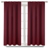 Bgment Short Burgundy Blackout Curtains 45 Inches Length Rod Pocket Thermal Insulated Room Darkening Curtain For Bedroom Kitch