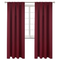 Bgment Rod Pocket 84 Inch Length Burgundy Blackout Curtains For Bedroom Thermal Insulated Room Darkening Curtain For Living Ro