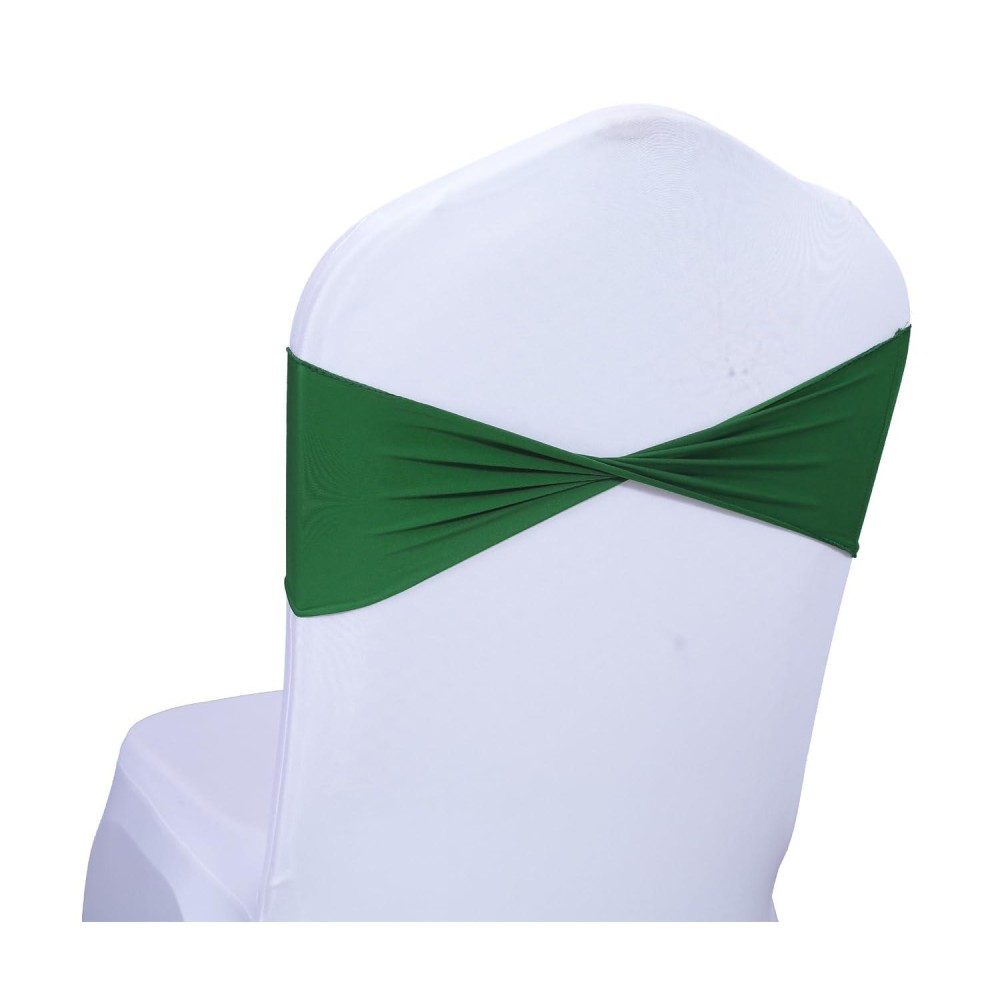 Mds Pack Of 50 Spandex Chair Sashes Bow Sash Elastic Chair Bands Ties Without Buckle For Wedding And Events Decoration Spandex Slider Sashes Bow - Green